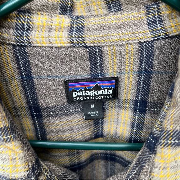 Patagonia Fjord Migration Plaid Forge Grey Organic Cotton Button Down Shirt Sz M - Picture 3 of 10